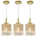 Contemporary Cylinder Prism Square Frame Crystal Pendant Light