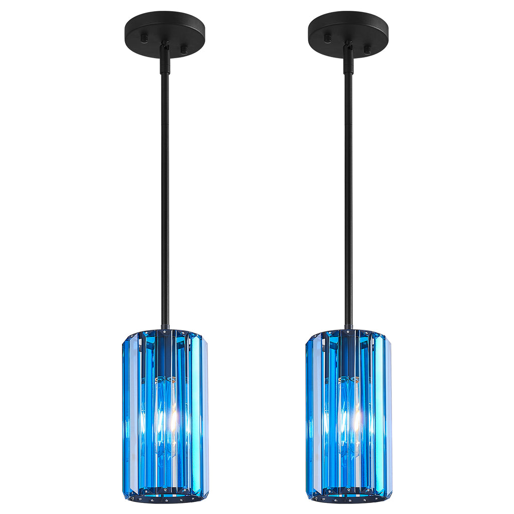 Minimalist Vertical Faceted Crystal Cylinder Pendant Light