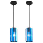 Minimalist Vertical Faceted Crystal Cylinder Pendant Light