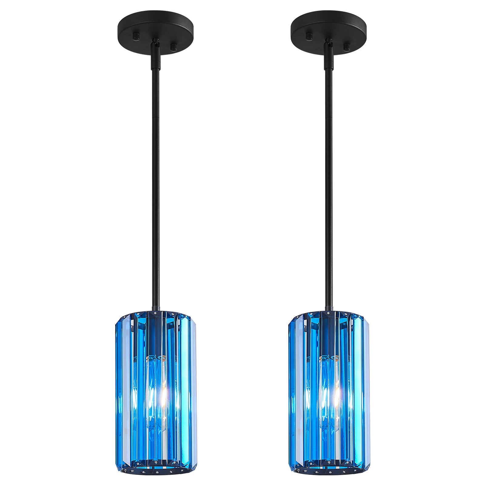 Minimalist Vertical Faceted Crystal Cylinder Pendant Light