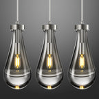 Raindrop Clear Solid Glass Adjustable Suspension Cord Pendant Light