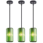 Minimalist Vertical Faceted Crystal Cylinder Pendant Light