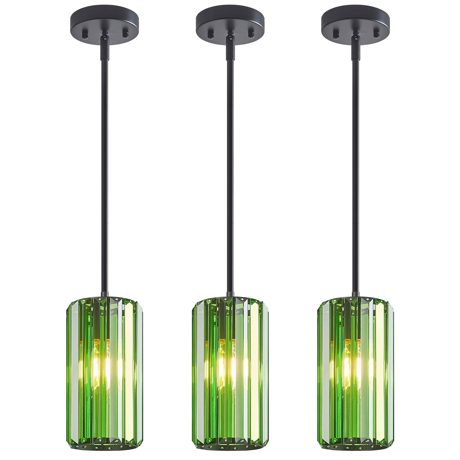 Minimalist Vertical Faceted Crystal Cylinder Pendant Light