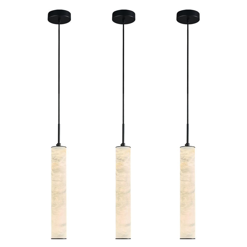 Natural Alabaster Marble Long Tube LED Pendant Light