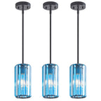 Minimalist Vertical Faceted Crystal Cylinder Pendant Light