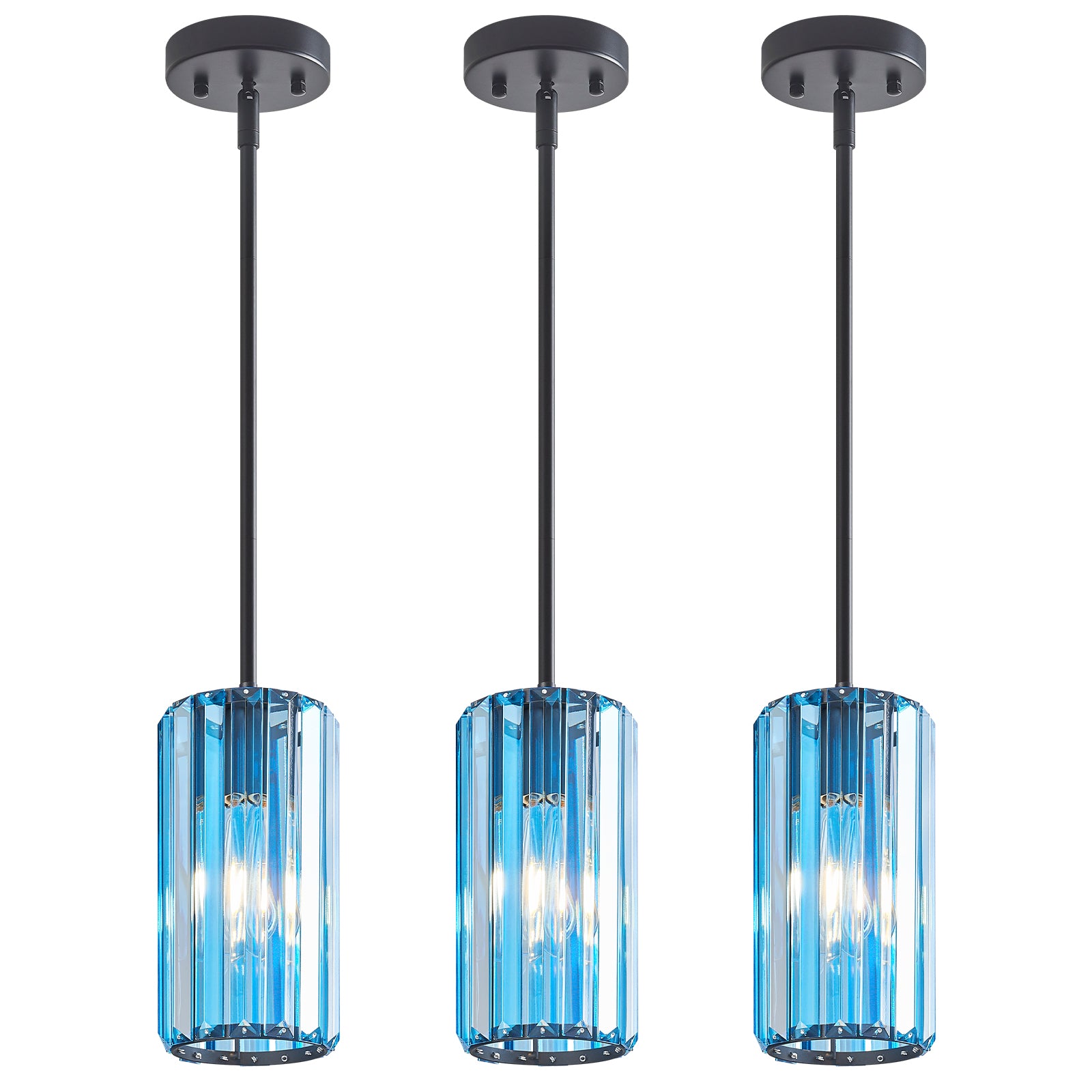Minimalist Vertical Faceted Crystal Cylinder Pendant Light