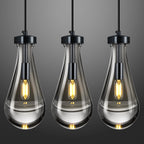 Raindrop Clear Solid Glass Adjustable Suspension Cord Pendant Light