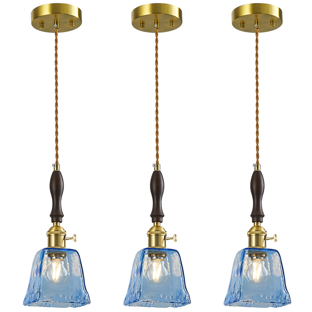 Farmhouse Vintage Textured Glass Hanging Pendant Light