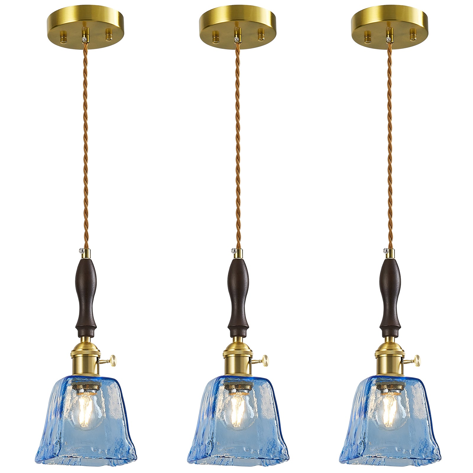 Farmhouse Vintage Textured Glass Hanging Pendant Light