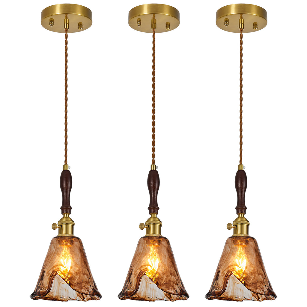Farmhouse Vintage Textured Glass Hanging Pendant Light