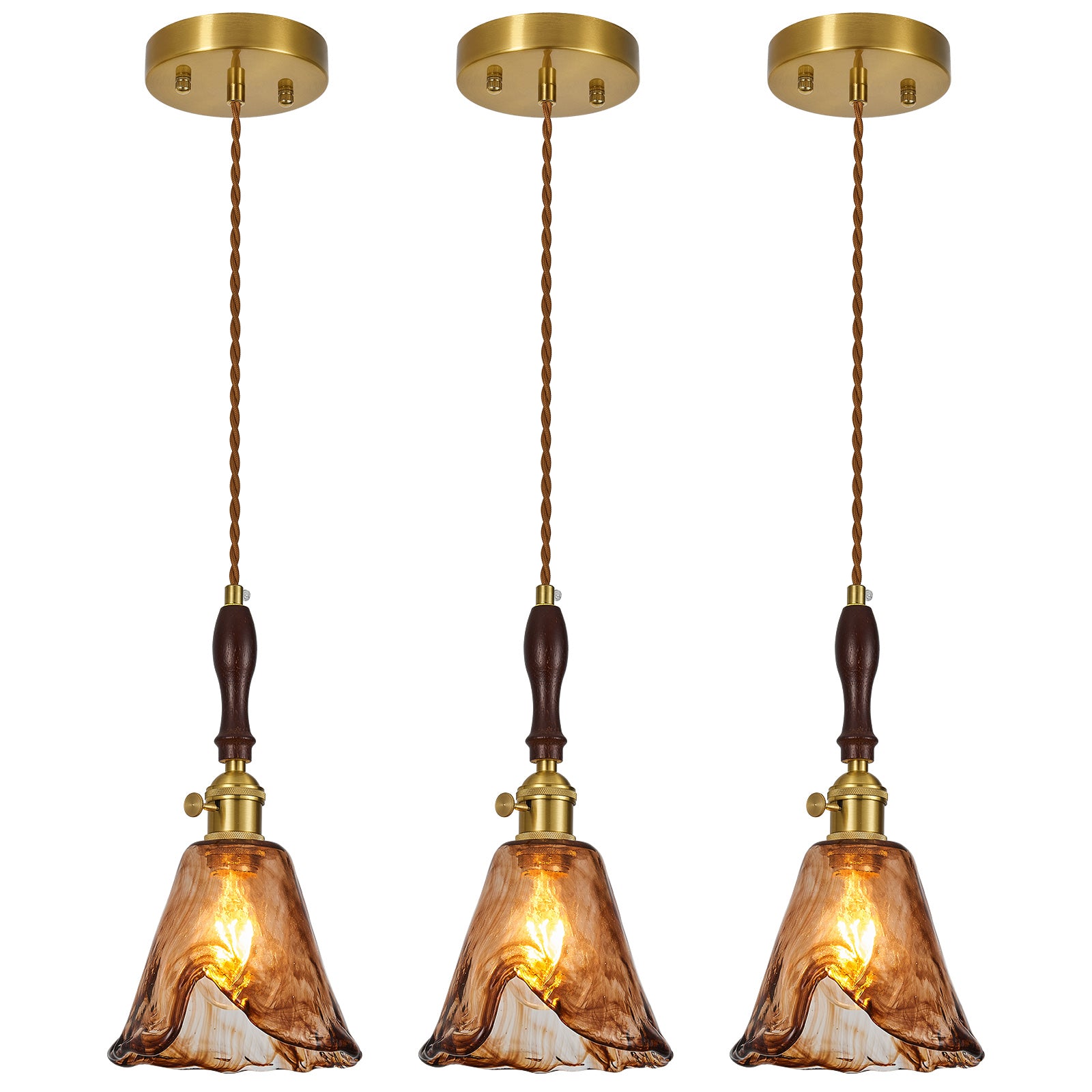 Farmhouse Vintage Textured Glass Hanging Pendant Light