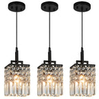 Contemporary Cylinder Prism Square Frame Crystal Pendant Light