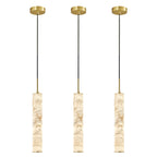 Natural Alabaster Marble Long Tube LED Pendant Light