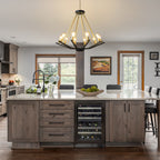 Industrial Two-Tone Frame Geometric BlackGold Wagon Wheel Chandelier