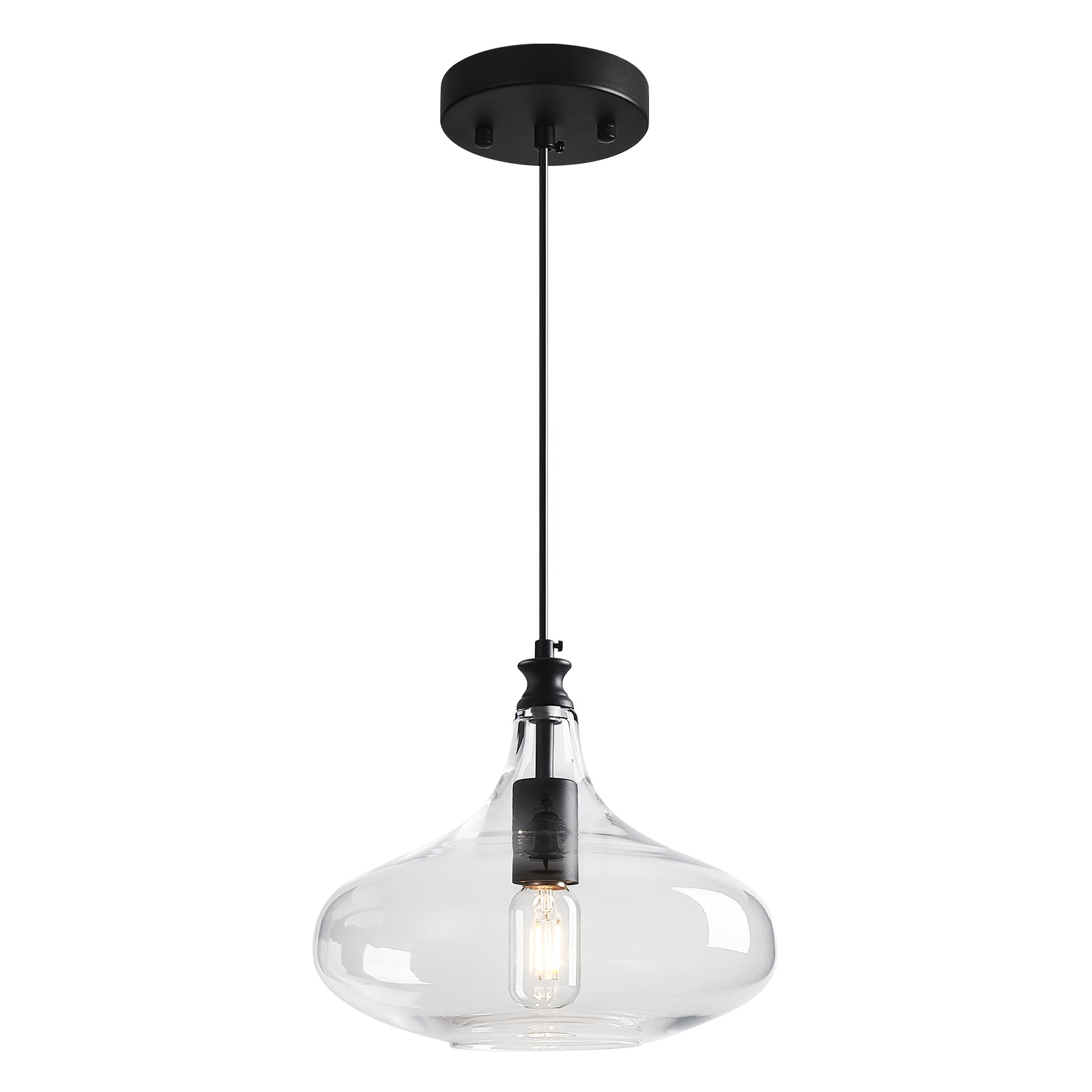 Contemporary Industrial Glass Pendant Light in Multiple Shapes
