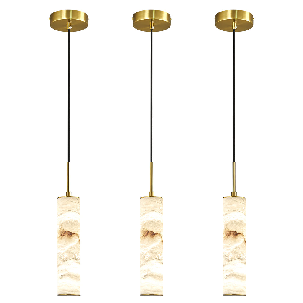 Natural Alabaster Marble Long Tube LED Pendant Light