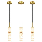 Natural Alabaster Marble Long Tube LED Pendant Light