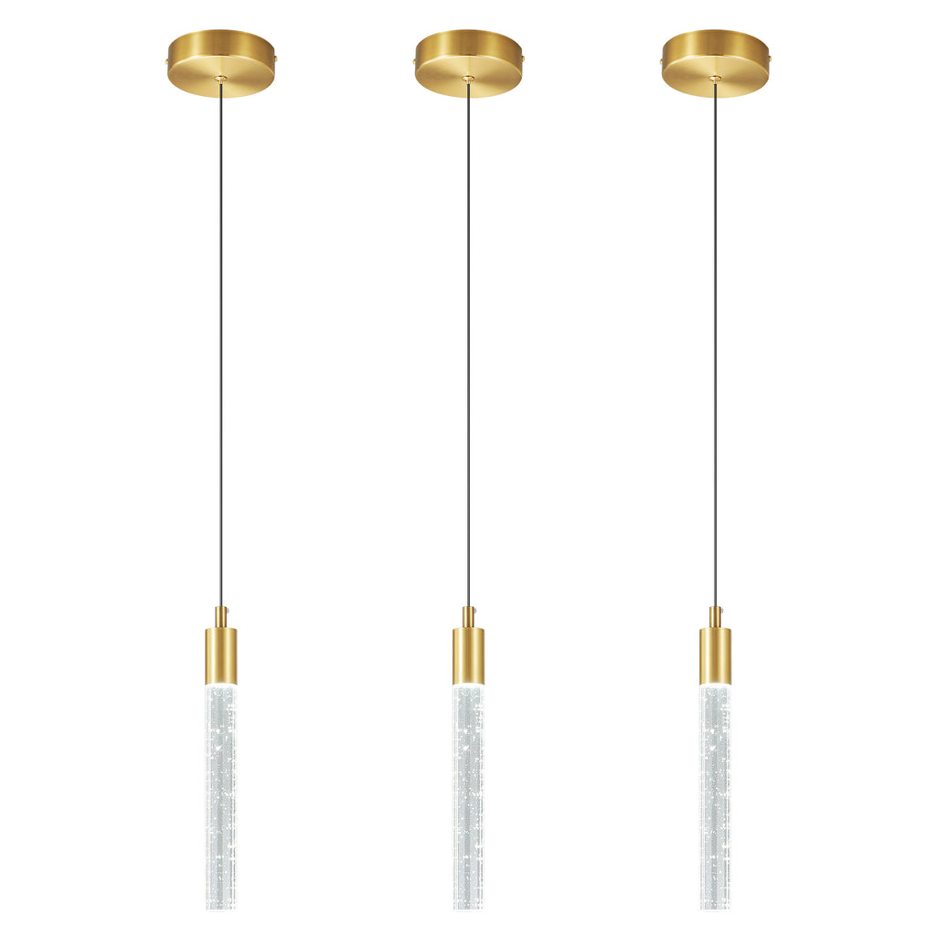 Modern Cylinder Bubble Linear Hanging Crystal LED Pendant Light
