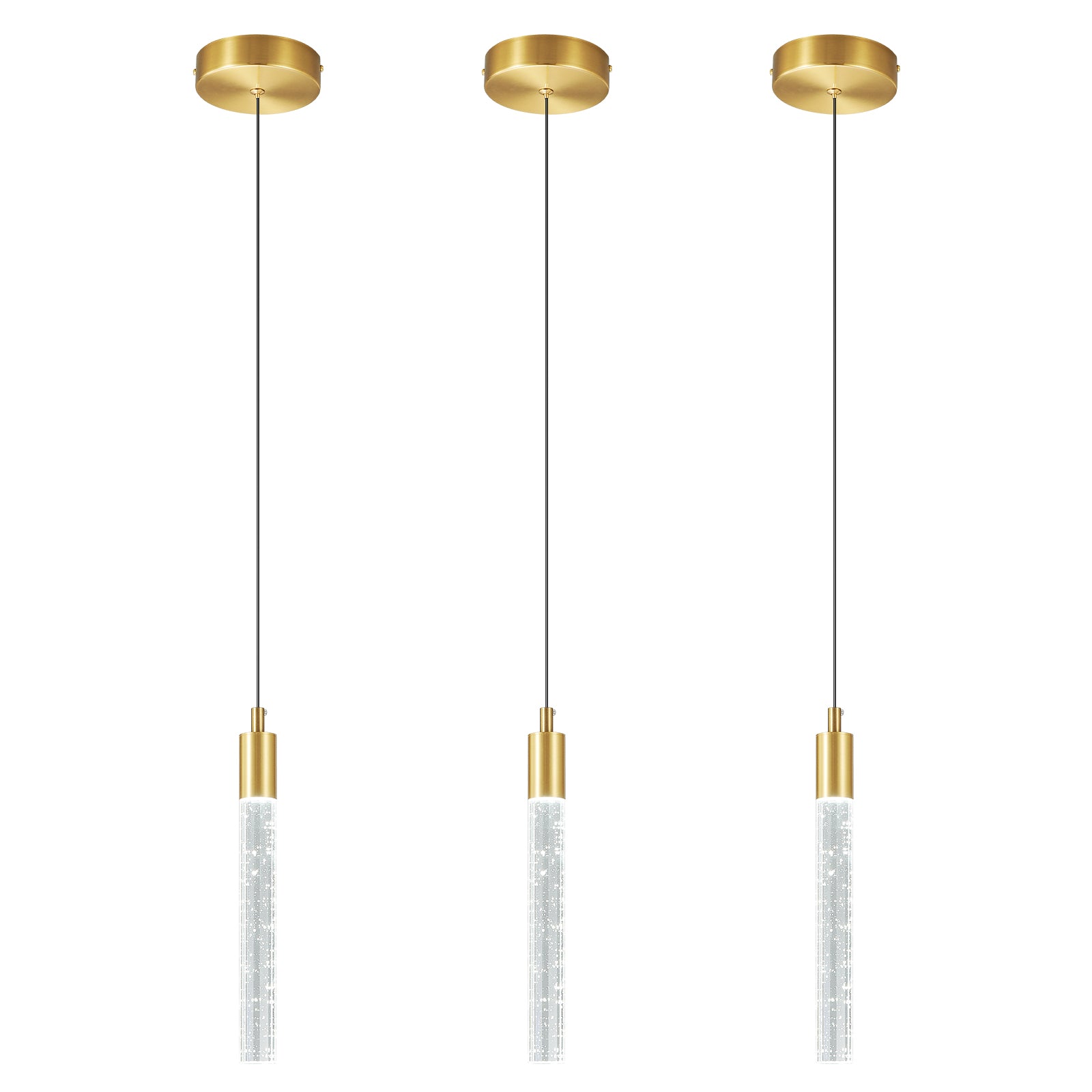 Modern Cylinder Bubble Linear Hanging Crystal LED Pendant Light