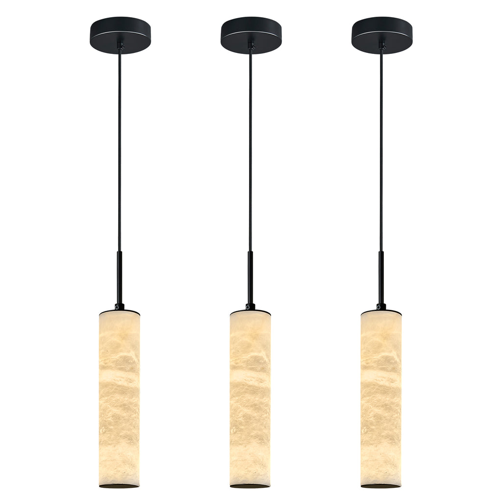 Natural Alabaster Marble Long Tube LED Pendant Light