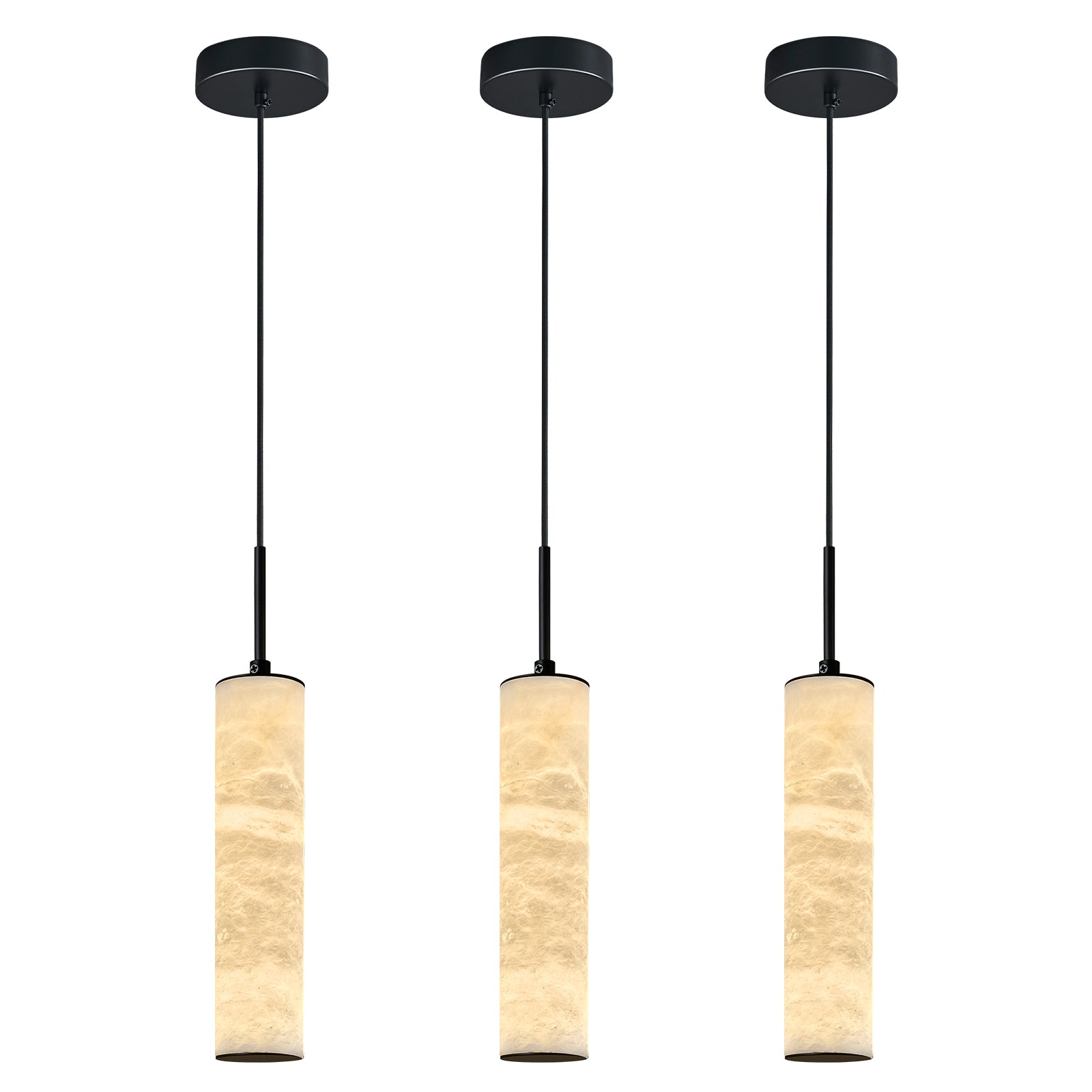 Natural Alabaster Marble Long Tube LED Pendant Light
