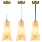 Modern Tapered Cone Natural Alabaster Single Pendant Light