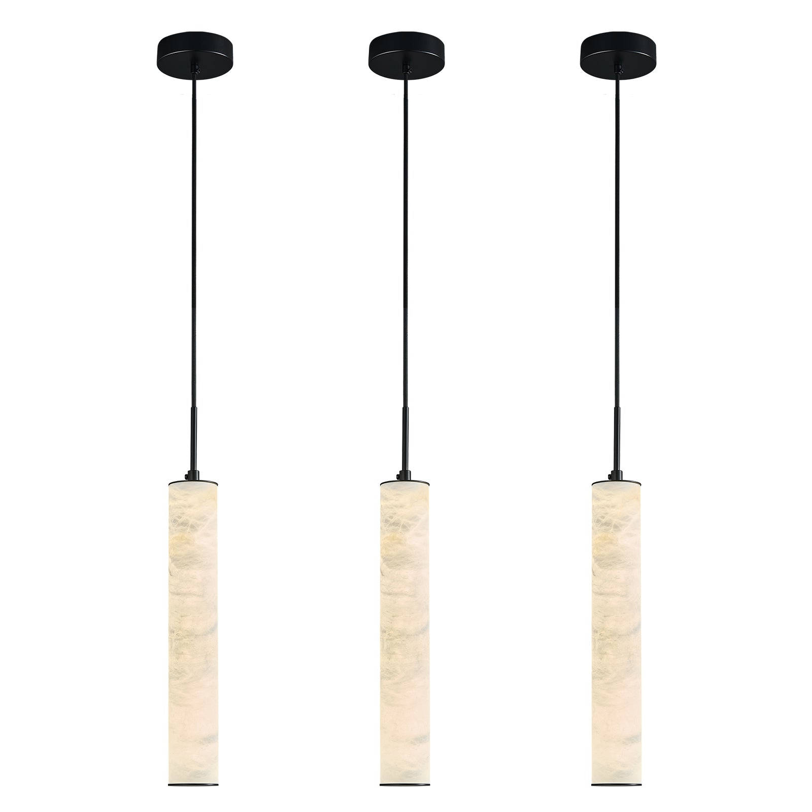 Natural Alabaster Marble Long Tube LED Pendant Light