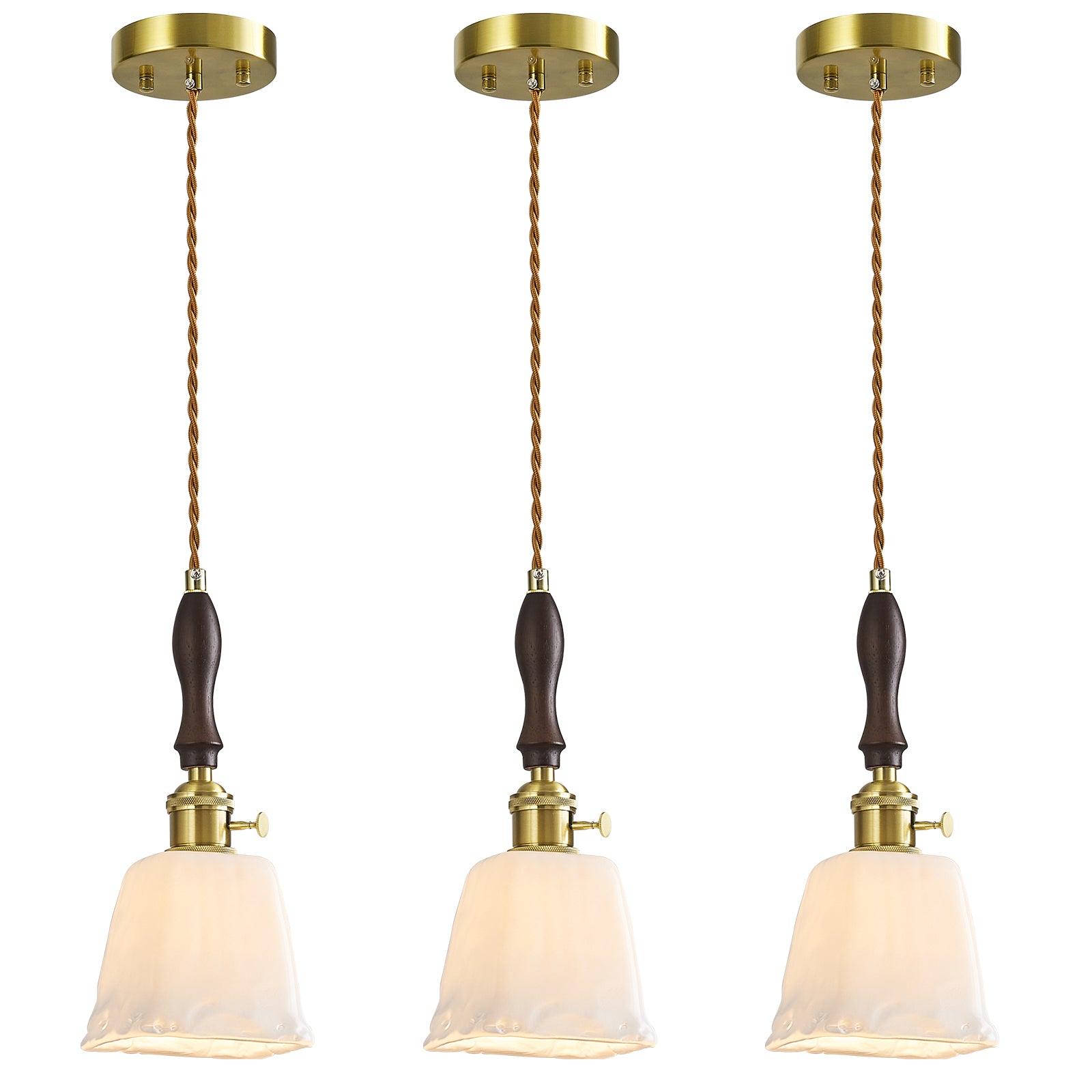Farmhouse Vintage Textured Glass Hanging Pendant Light