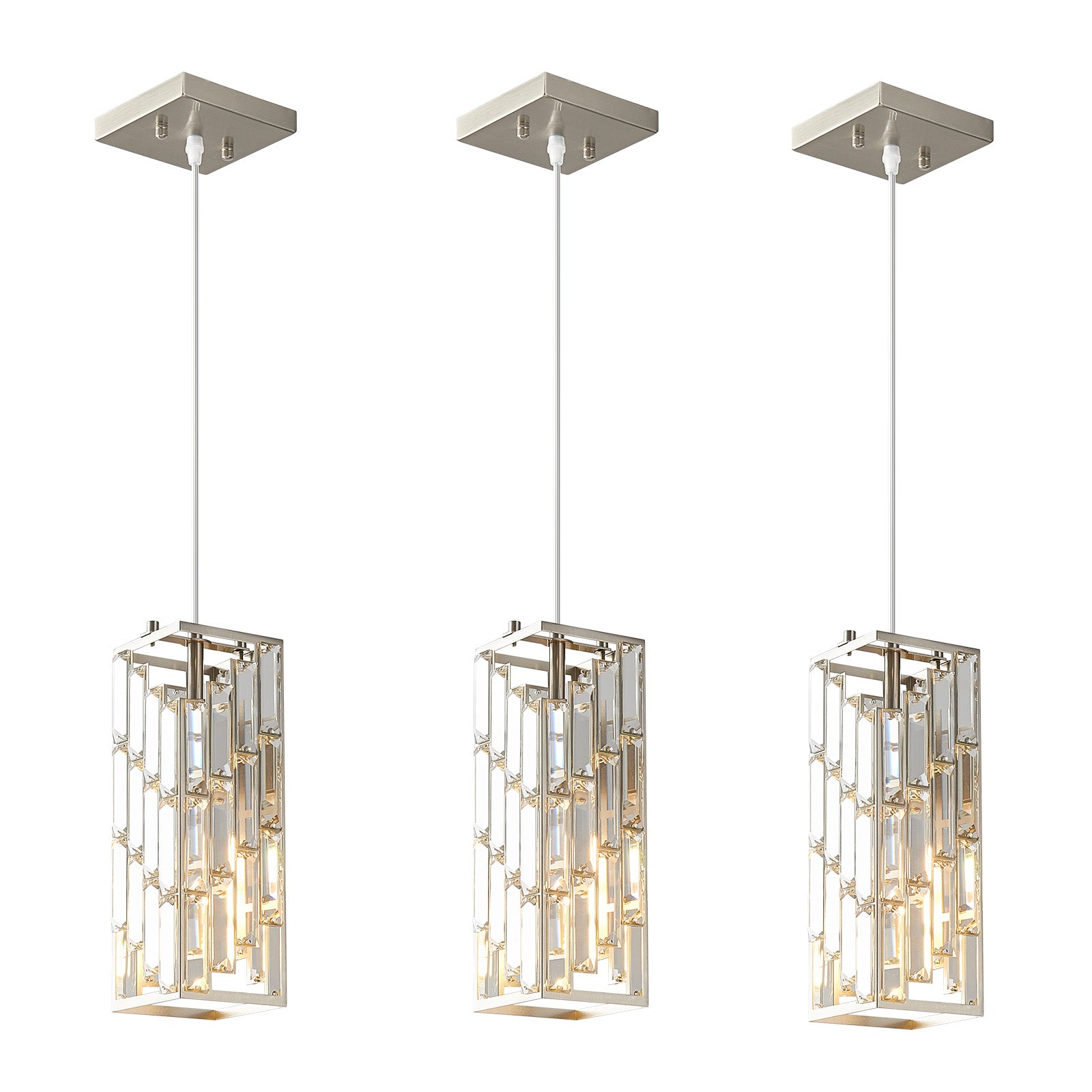 Luxury Frame Rectangular Crystal Linear Pendant Light