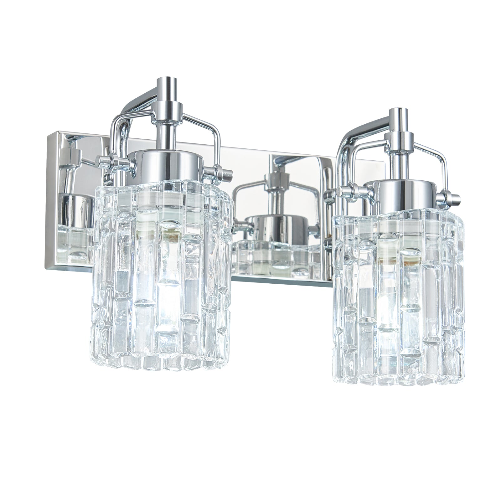 Contemporary Luxury Cylinder Fluted Crystal Glass Bathroom Vanity Light
