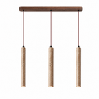 Modern Long Cylinder Travertine Wood Pendant Light