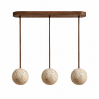 Modern Sphere Travertine Wood Pendant Light