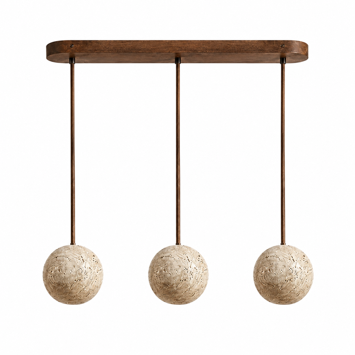 Modern Sphere Travertine Wood Pendant Light
