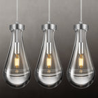 Raindrop Clear Solid Glass Adjustable Suspension Cord Pendant Light
