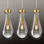 Raindrop Clear Solid Glass Adjustable Suspension Cord Pendant Light