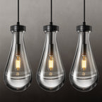 Raindrop Clear Solid Glass Adjustable Suspension Cord Pendant Light