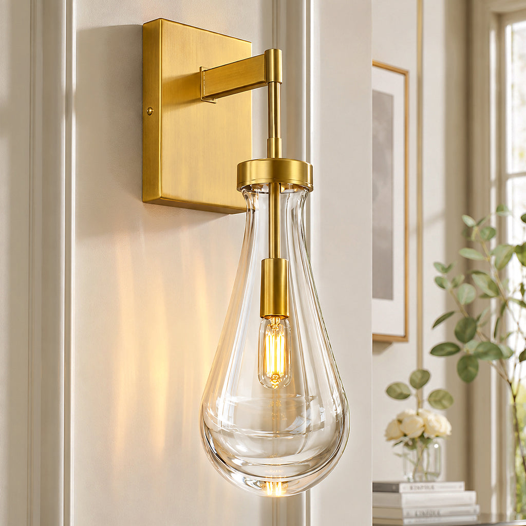 Modern Luxury Swing Arm Raindrop Glass Wall Sconces