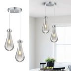 Raindrop Clear Solid Glass Adjustable Suspension Cord Pendant Light