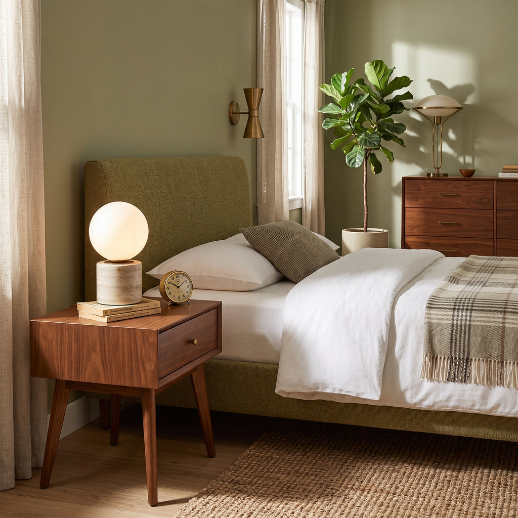 Wabi Sabi Globe Glass Travertine Table Lamp