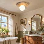 Modern Flat Disc Travertine Flush Mount Ceiling Light