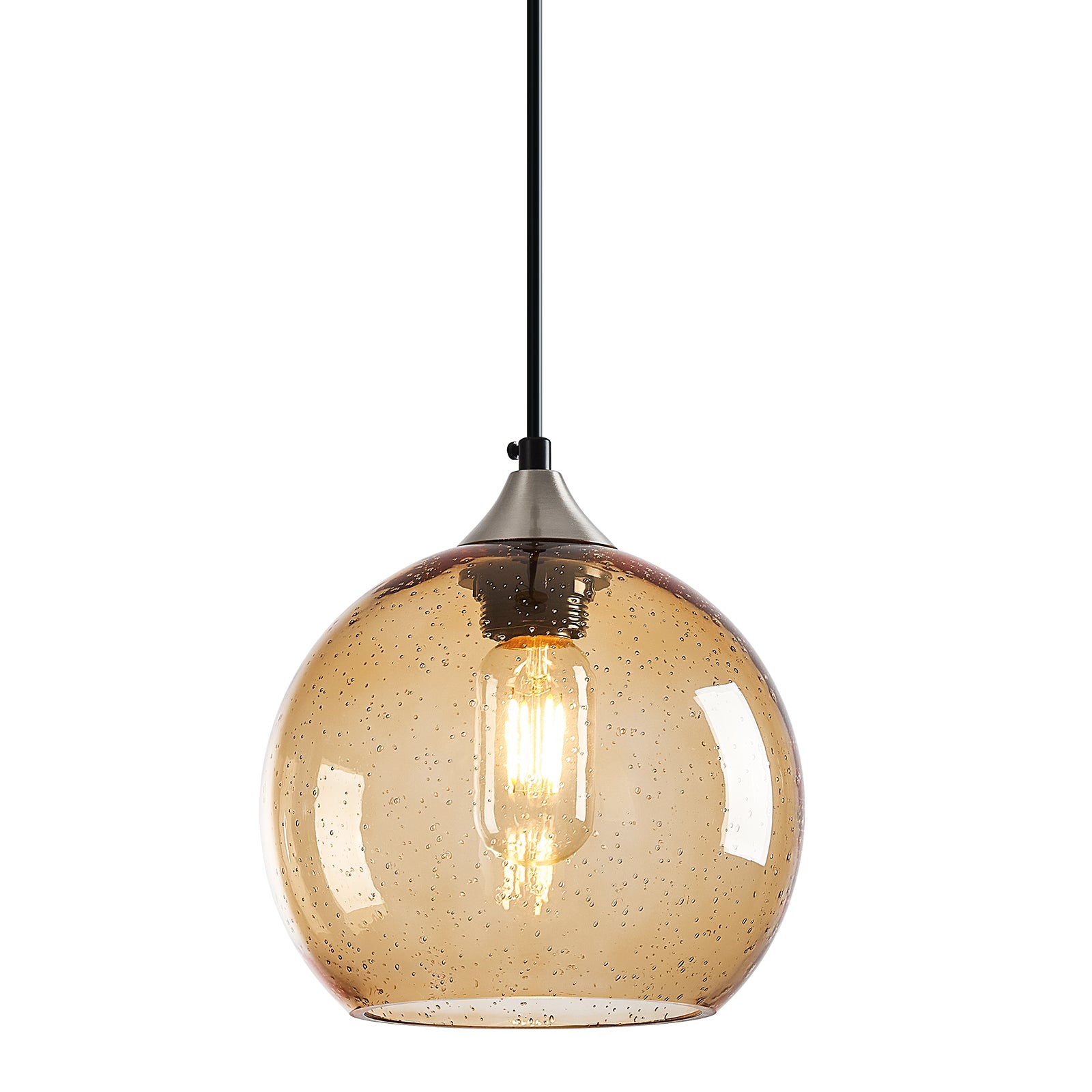 Adjustable Cord Single Hanging Modern Globe Glass Pendant Light