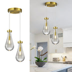 Raindrop Clear Solid Glass Adjustable Suspension Cord Pendant Light