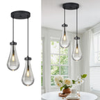 Raindrop Clear Solid Glass Adjustable Suspension Cord Pendant Light