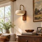 Modern Round Travertine Metal LED Wall Sconce