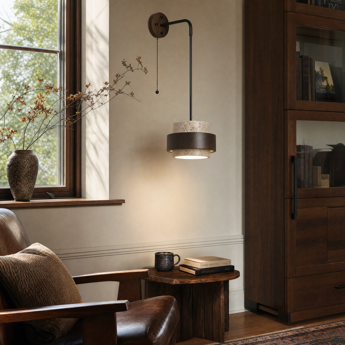 Wabi Sabi Tiered Travertine LED Wall Sconce