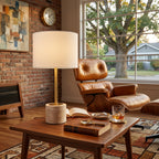 Wabi Sabi Cylindrical Travertine Table Lamp