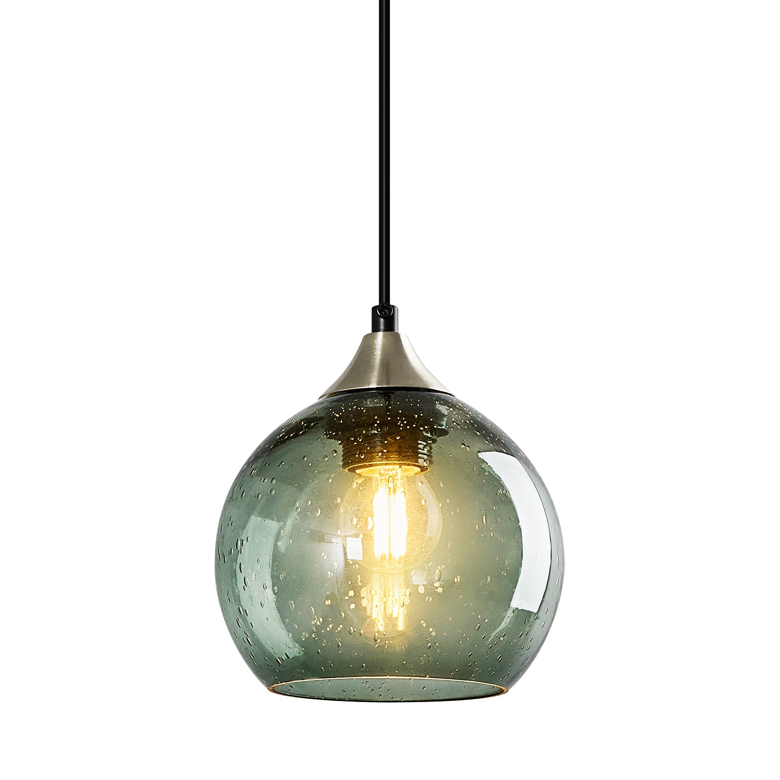 Adjustable Cord Single Hanging Modern Globe Glass Pendant Light