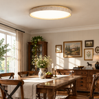 Modern Thin Round Travertine Flush Mount LED Ceiling Light
