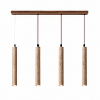 Modern Long Cylinder Travertine Wood Pendant Light