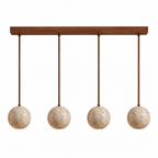 Modern Sphere Travertine Wood Pendant Light